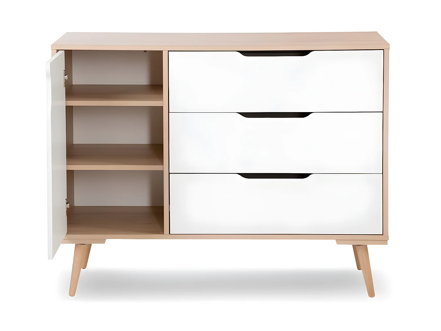 Chambre complète lit bébé 60x120 - commode à langer - armoire 3 portes LittleSky by Klups Sofie Blanc