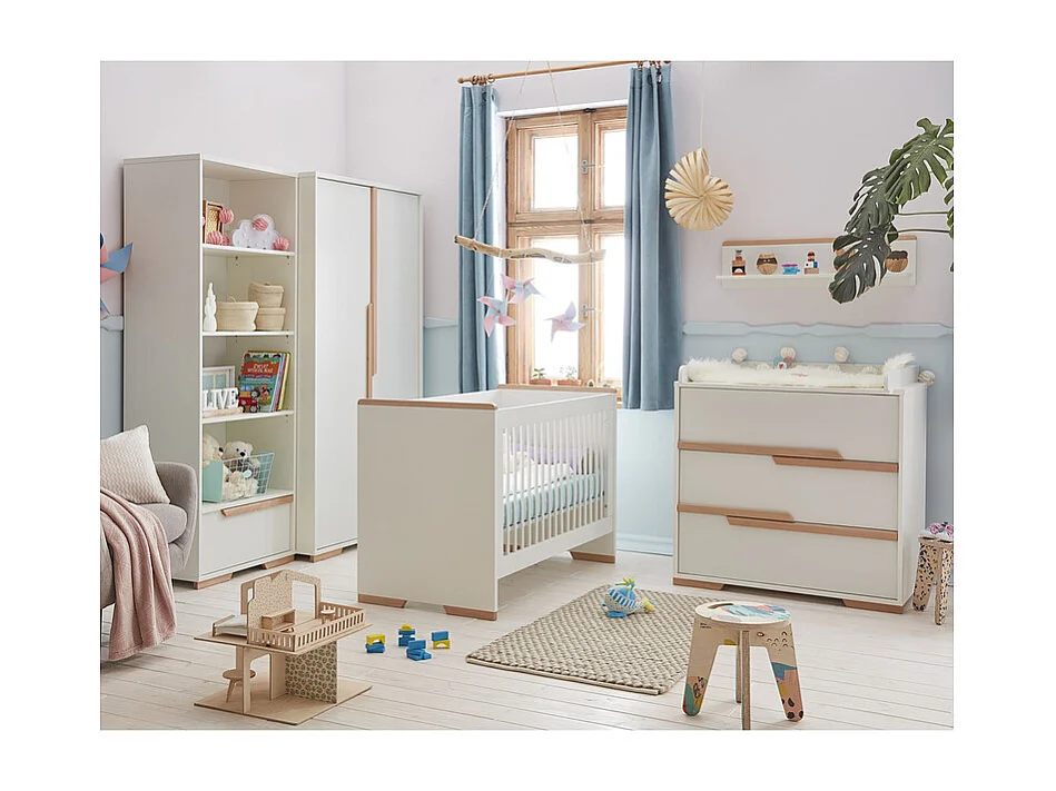 Lit bébé et Armoire Snap Blanc et bois