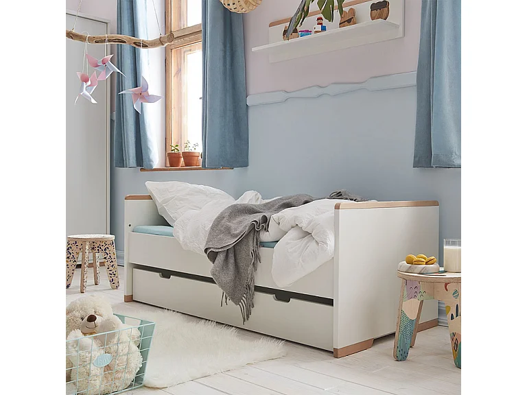 Lit bébé et Armoire Snap Blanc et bois