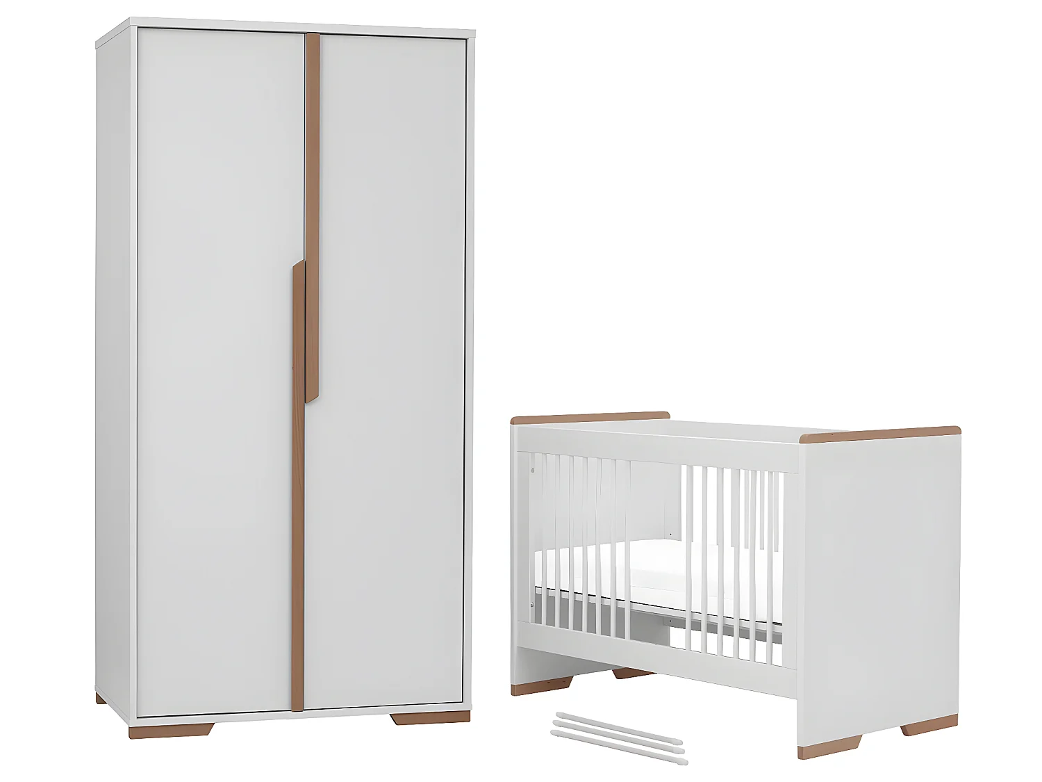 Lit bébé et Armoire Snap Blanc et bois