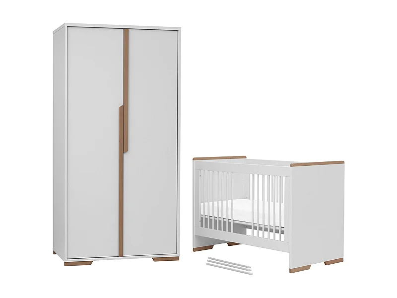 Lit bébé et Armoire Snap Blanc et bois