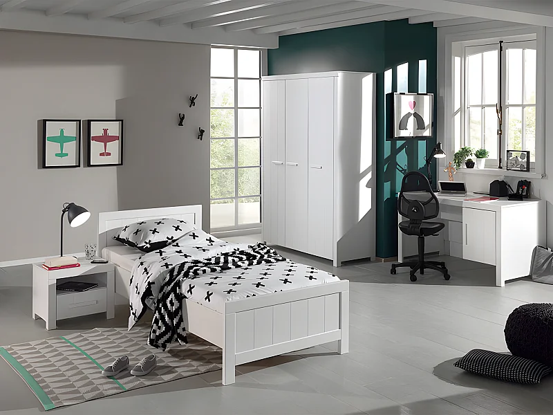 Chambre Complète Enfant 5P "Erik II" Blanc
