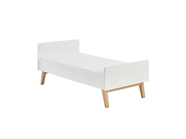 Chambre complète lit évolutif 70x140 commode à langer et armoire 2 portes Pinio Swing - Blanc et bois