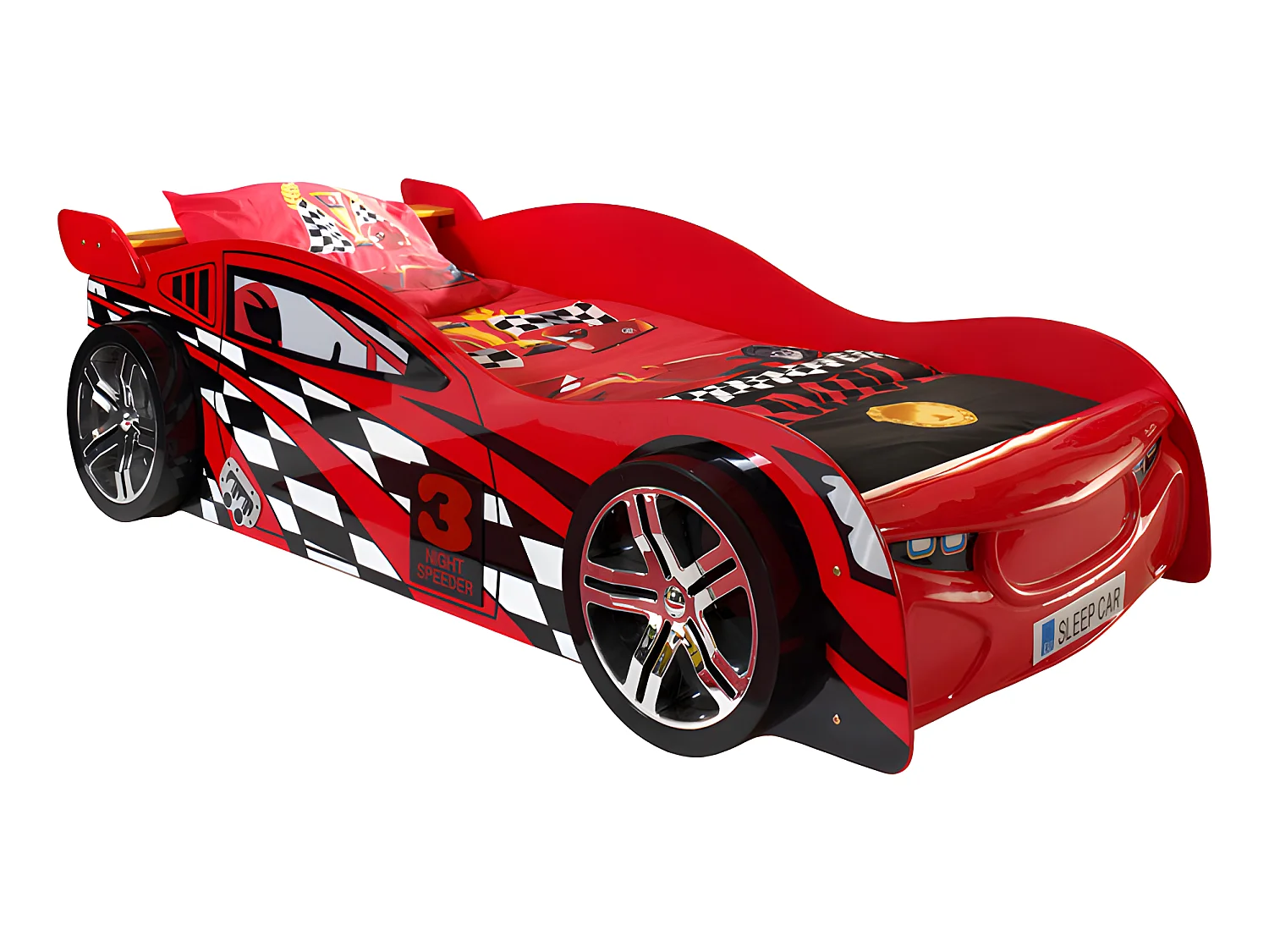 Pack - Lit Enfant Voiture "Night Speeder" & Armoire 1 Porte "Pompe à Essence" Rouge