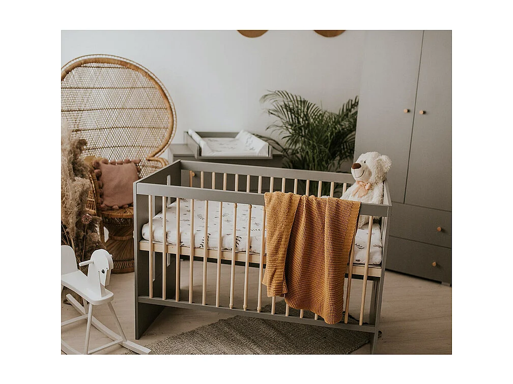 Chambre complète lit bébé - commode à langer et armoire Littlesky by Klups Pauline Gris