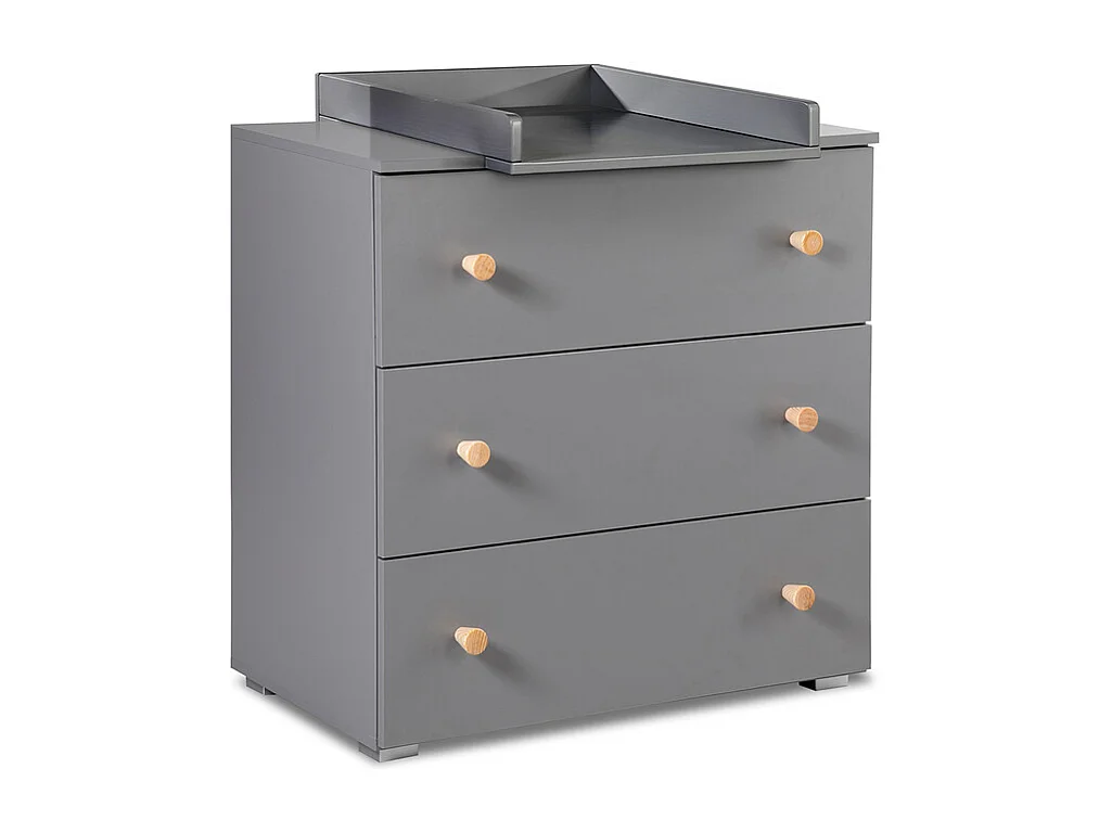 Chambre complète lit bébé - commode à langer et armoire Littlesky by Klups Pauline Gris