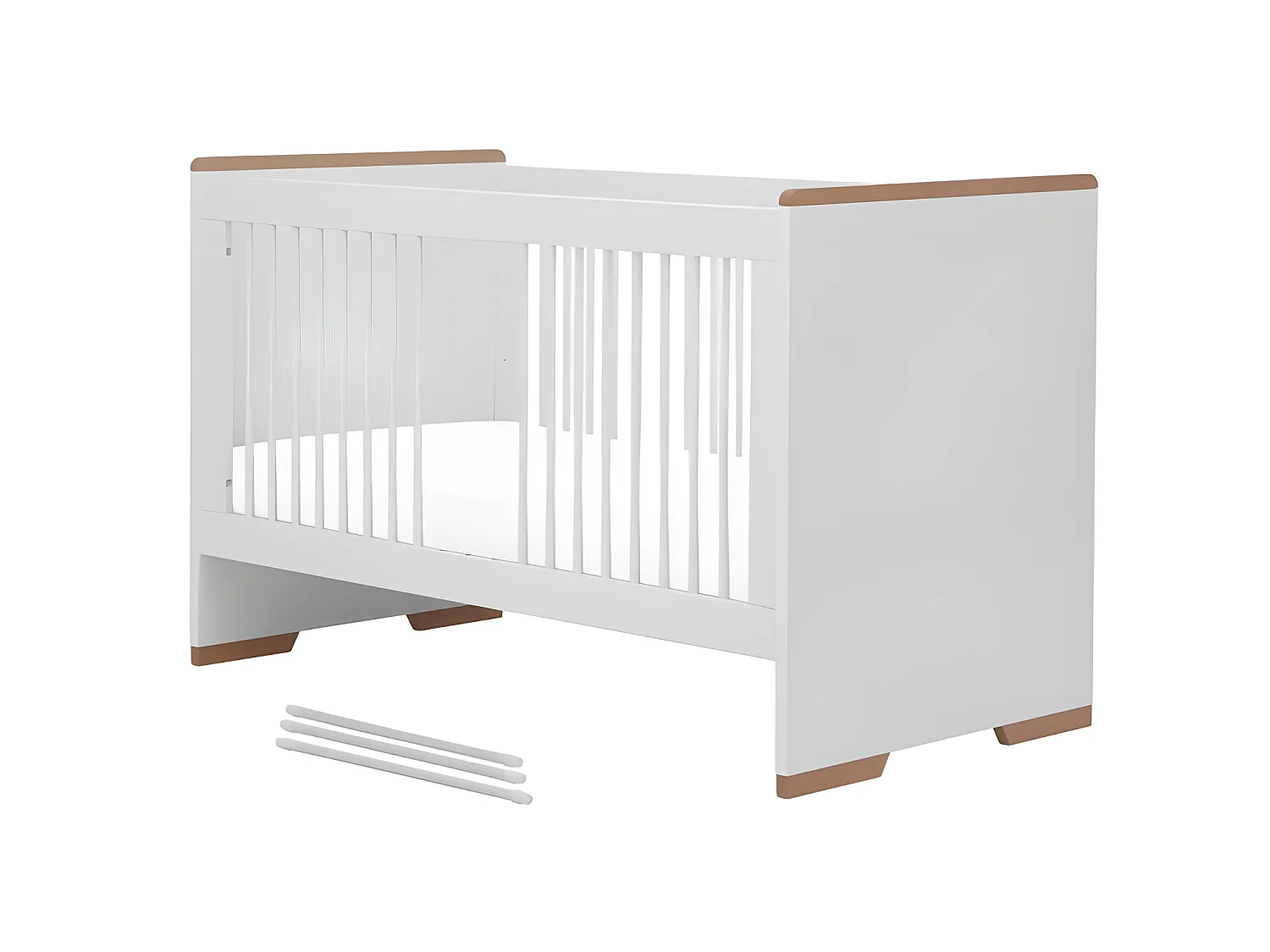 Chambre complète lit bébé évolutif - commode à langer - armoire Snap Blanc et bois