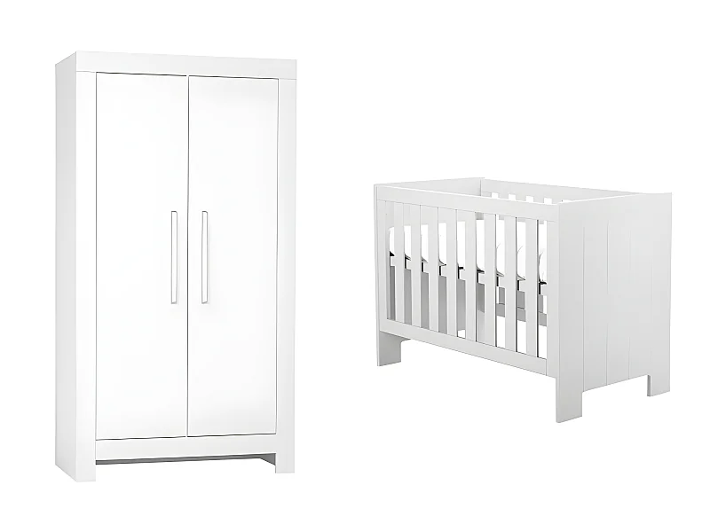 Lit bébé et Armoire Calmo Blanc