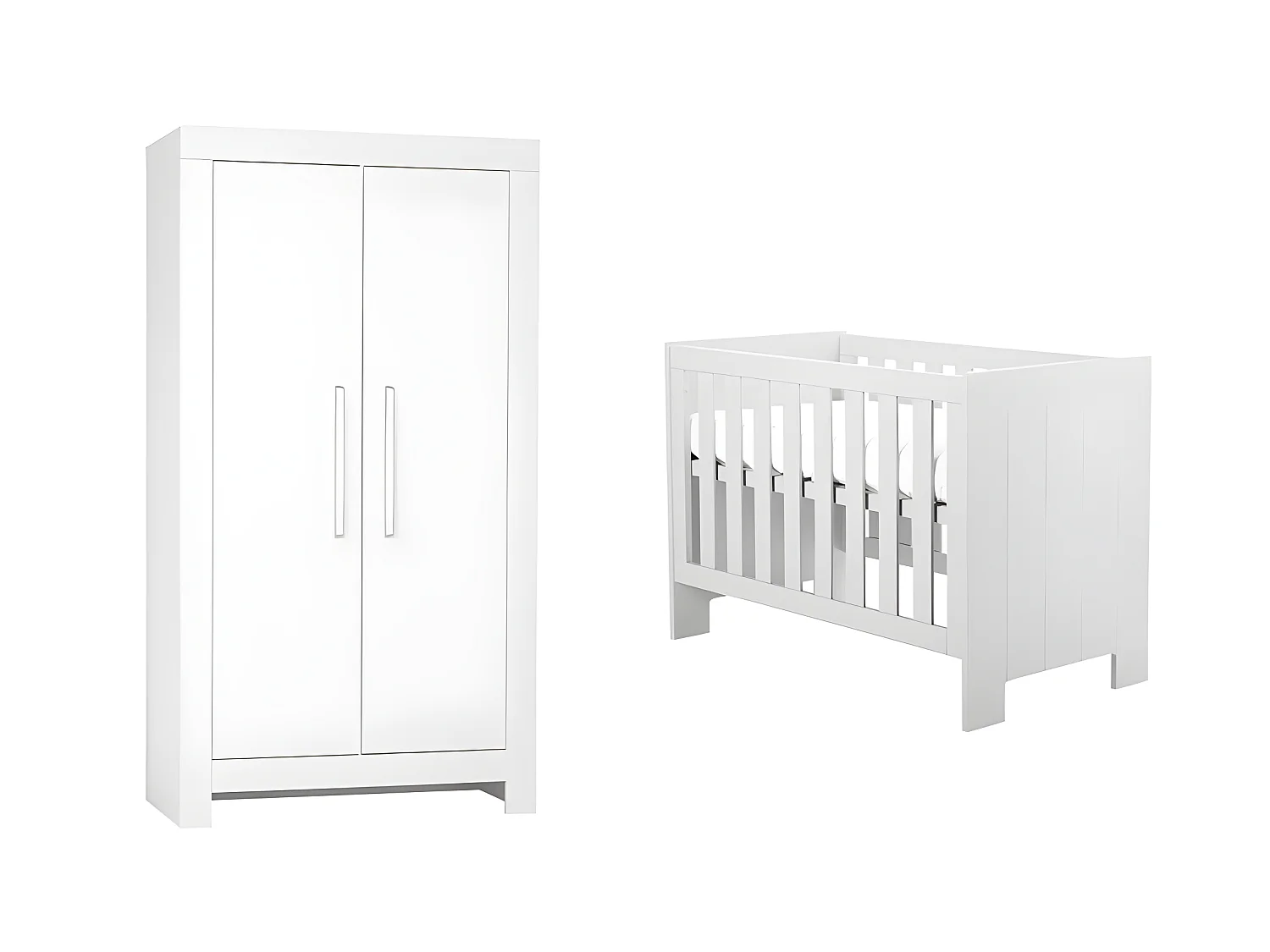 Lit bébé et Armoire Calmo Blanc