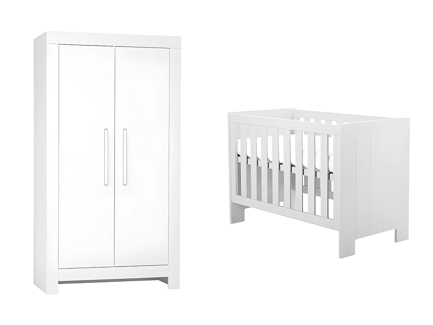 Lit bébé et Armoire Calmo Blanc