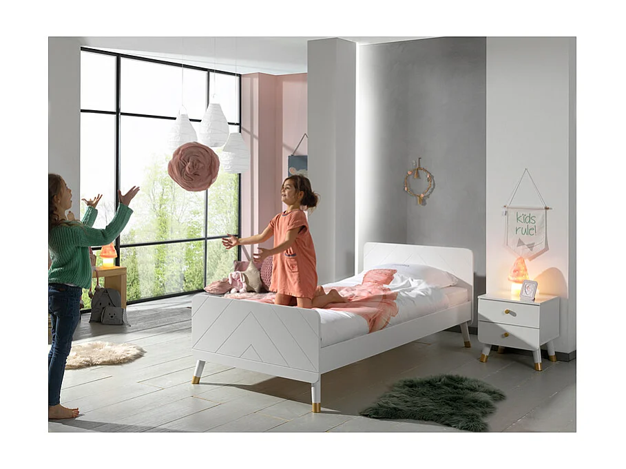 Pack - Lit Enfant & Chevet "Billy" 90x200cm Blanc