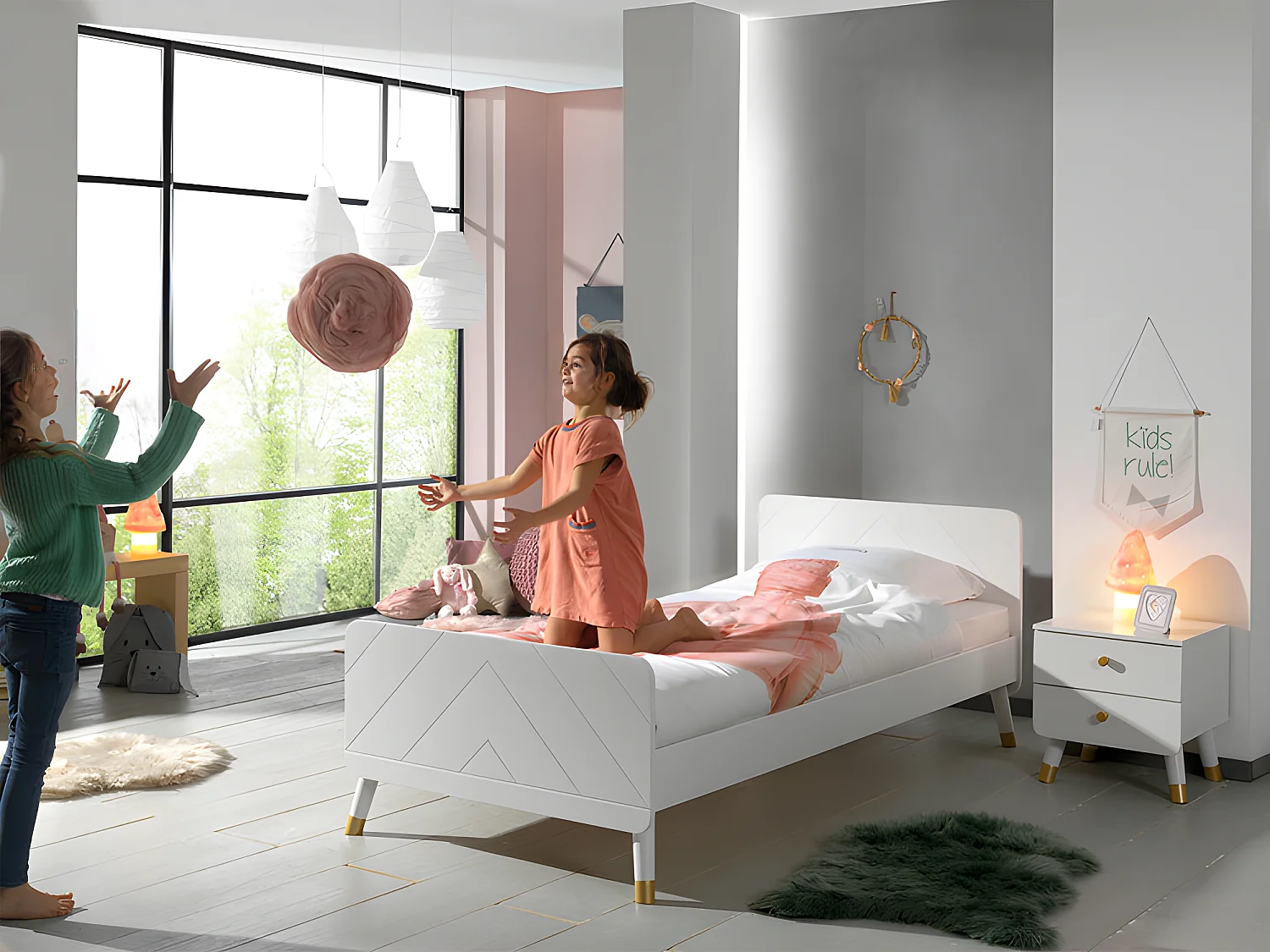 Pack - Lit Enfant & Chevet "Billy" 90x200cm Blanc