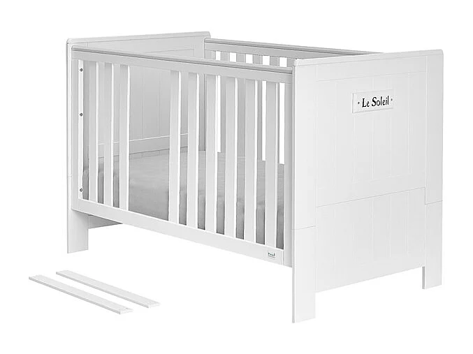 Lit bébé évolutif et Commode à langer Marsylia MDF Blanc