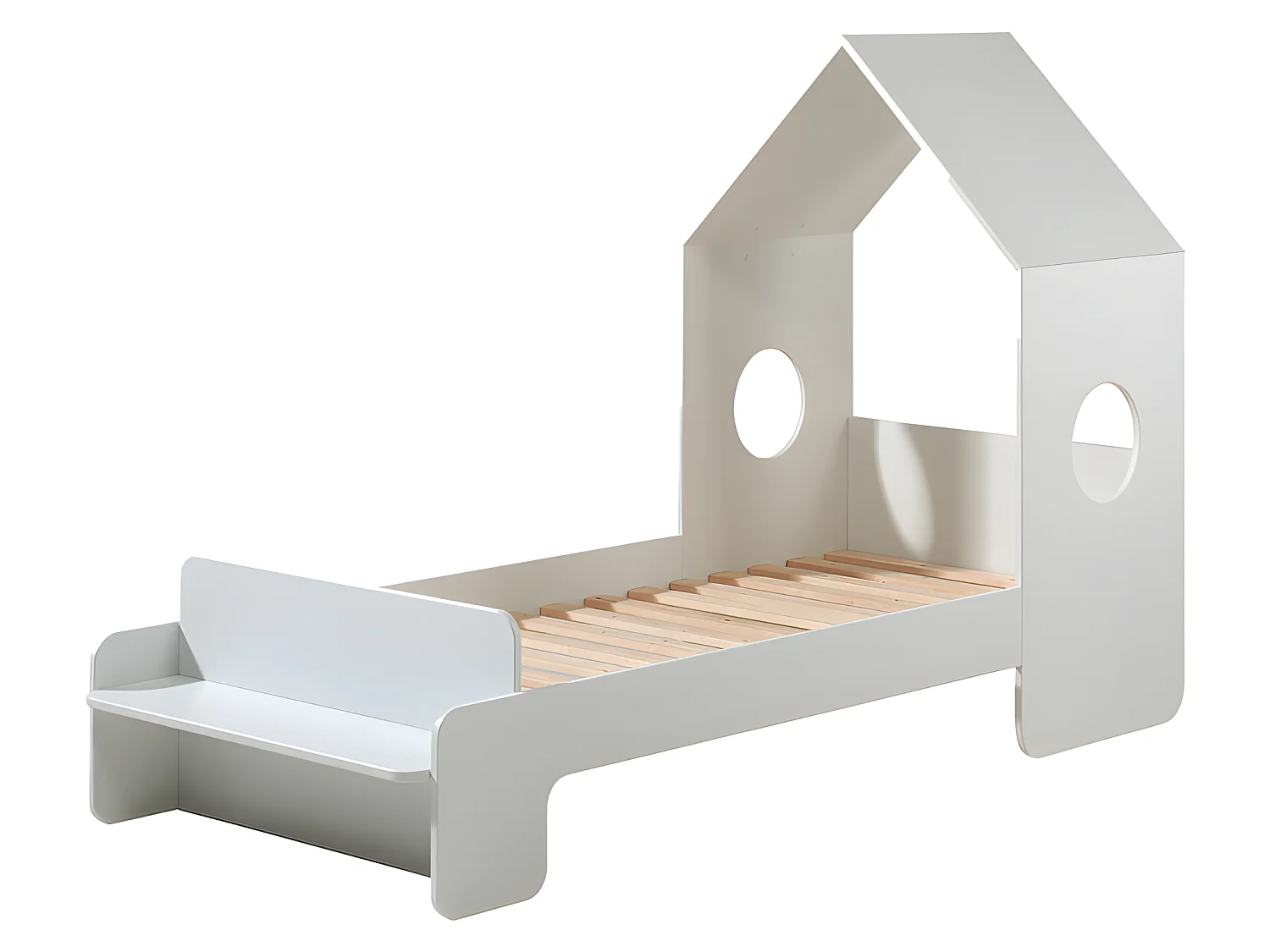 Pack - Lit Cabane Enfant & Armoire "Casami" Blanc & Gris