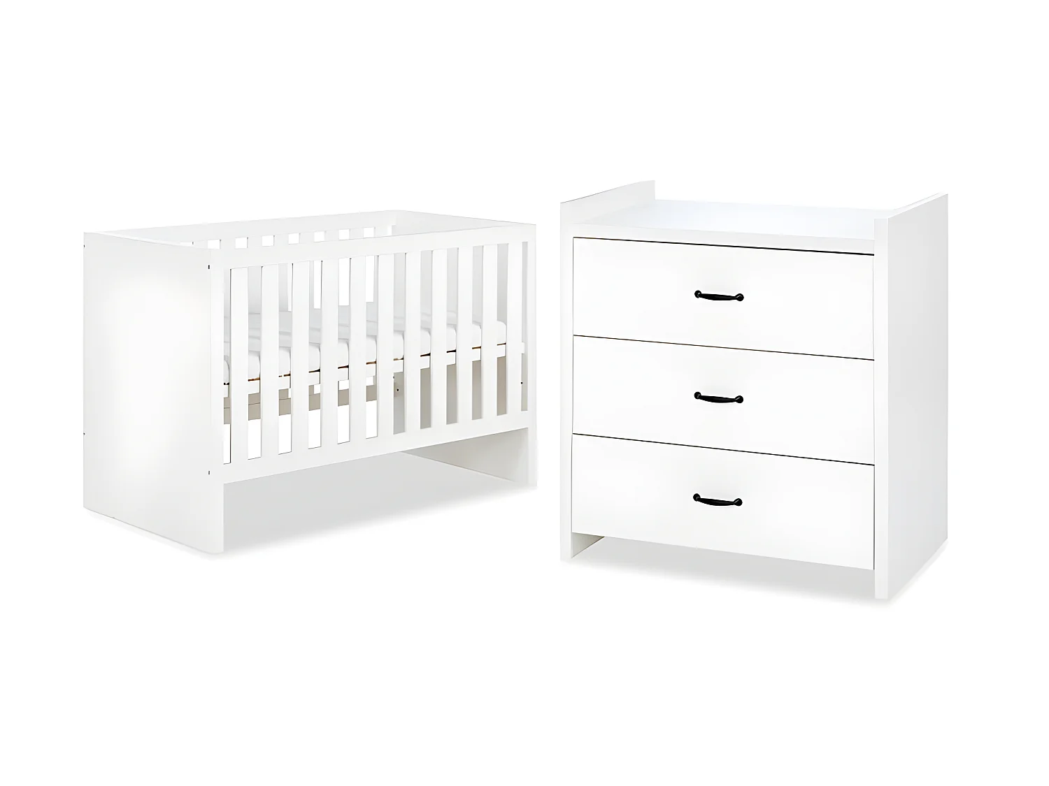 Lit bébé et Commode à langer LittleSky by Klups Amelia White Blanc