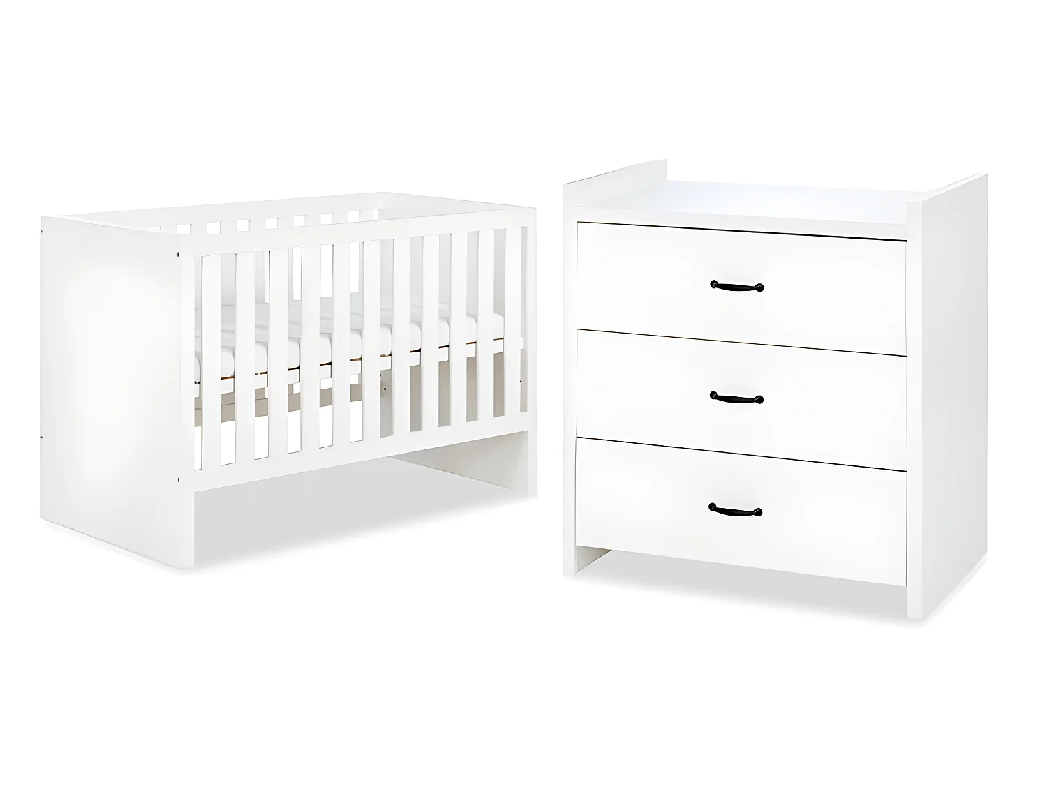 Lit bébé et Commode à langer LittleSky by Klups Amelia White Blanc