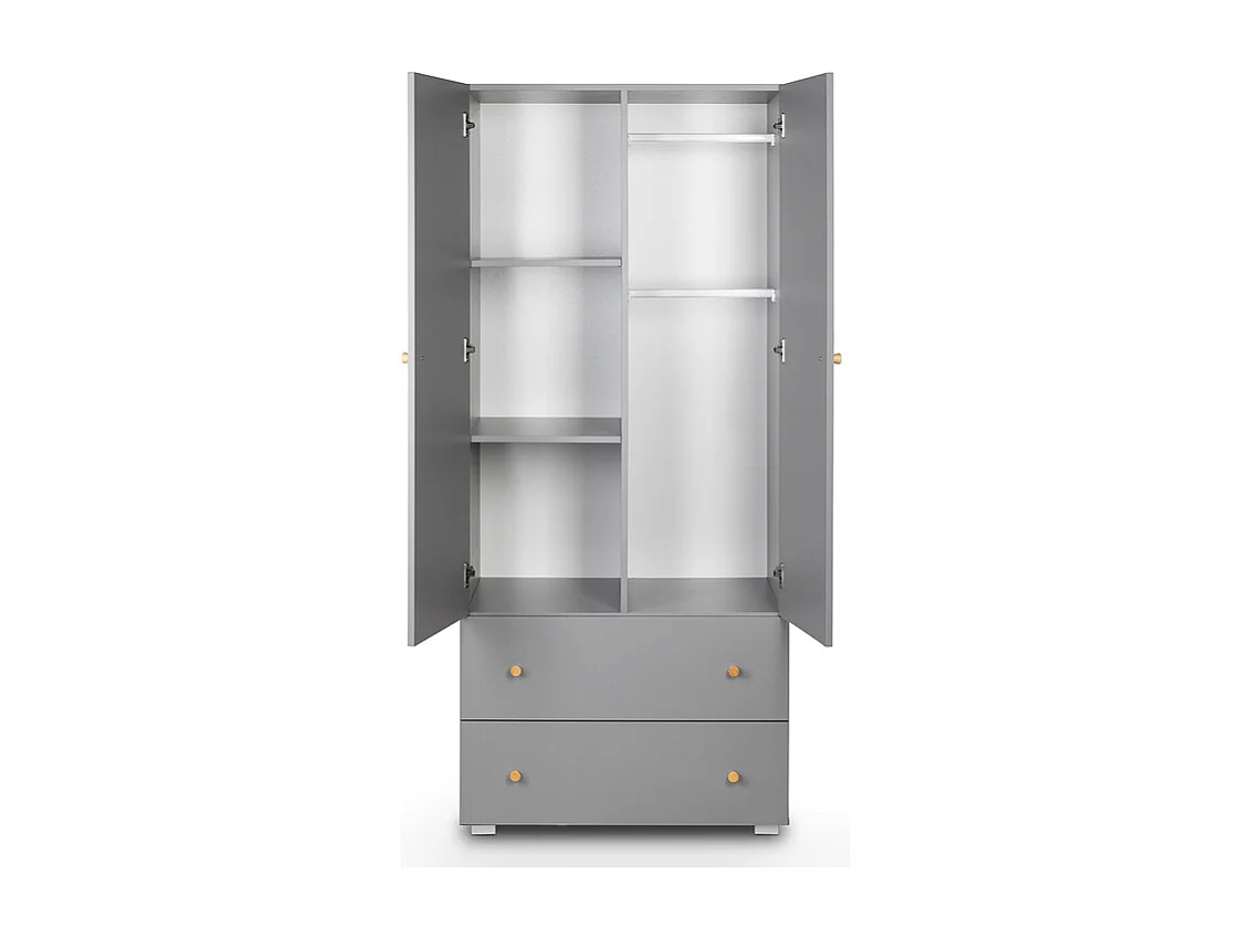 Lit bébé et armoire 2 portes 2 tiroirs Littlesky by Klups Pauline Gris
