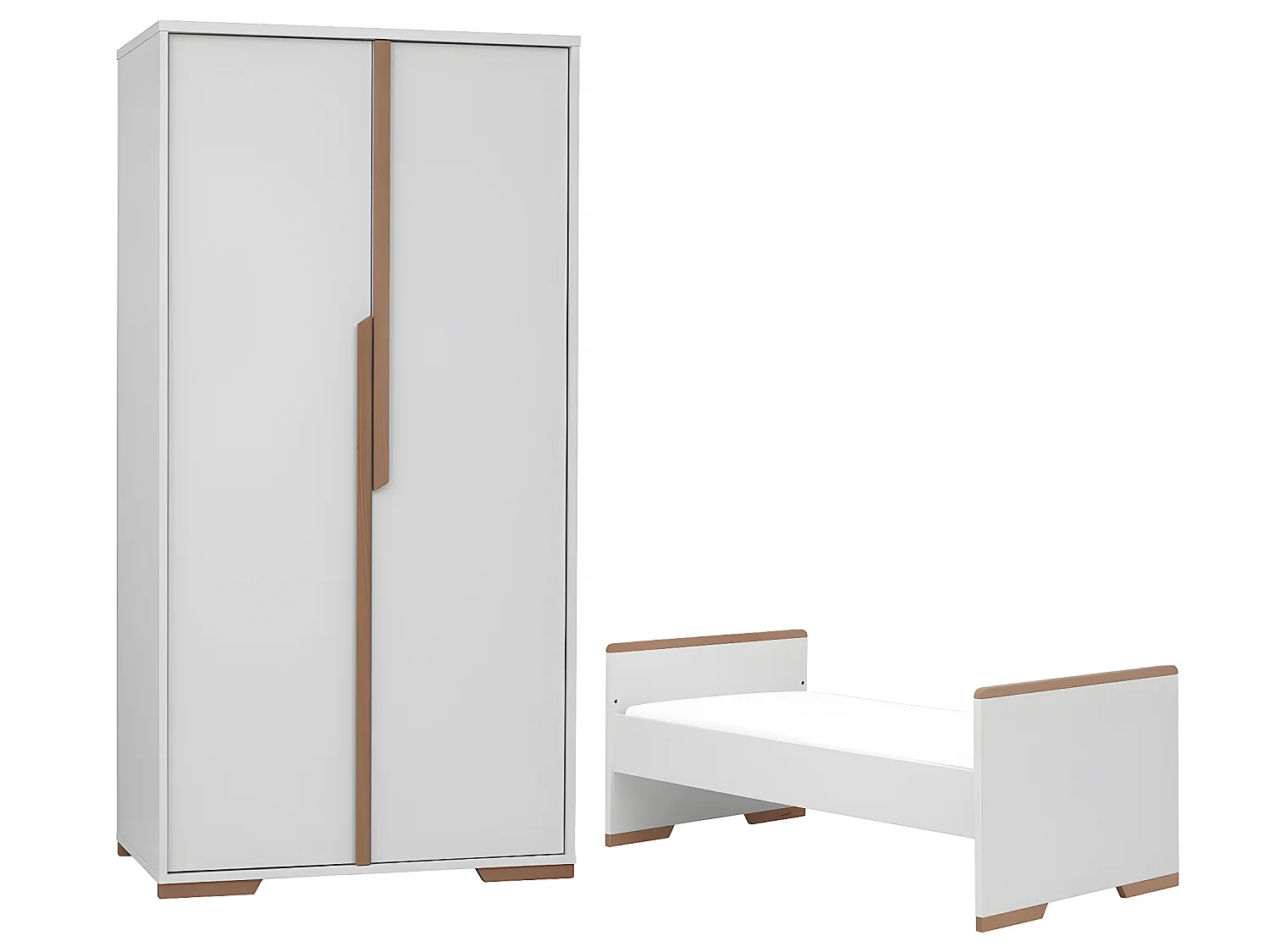 Lit bébé évolutif et Armoire Snap Blanc et bois
