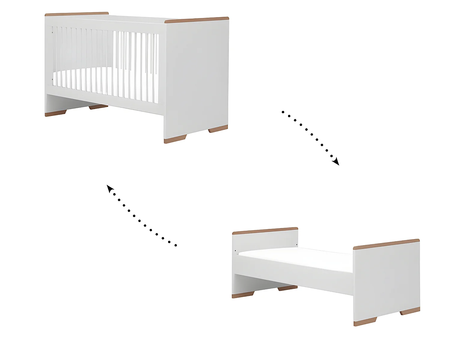 Lit bébé évolutif et Armoire Snap Blanc et bois