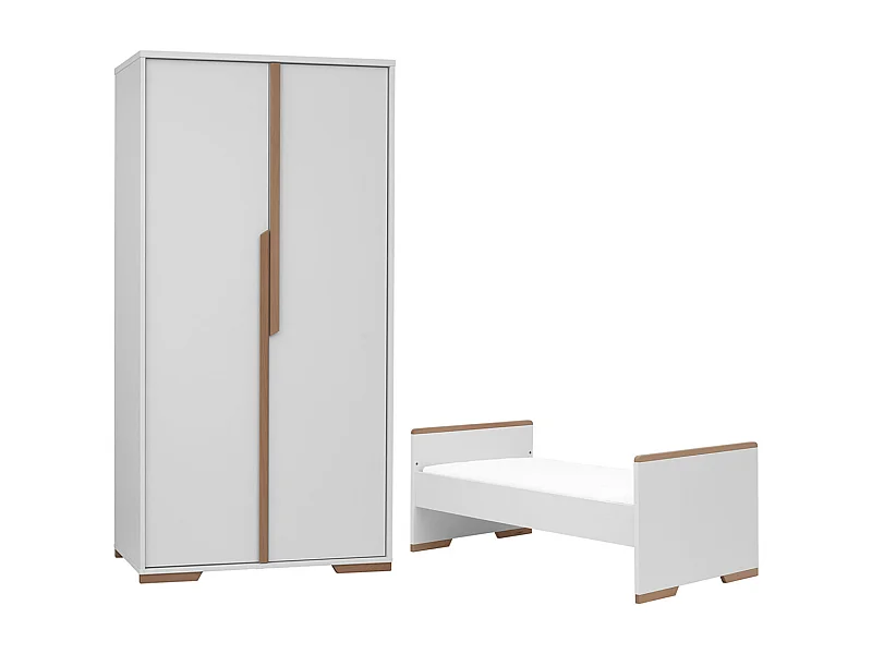Lit bébé évolutif et Armoire Snap Blanc et bois