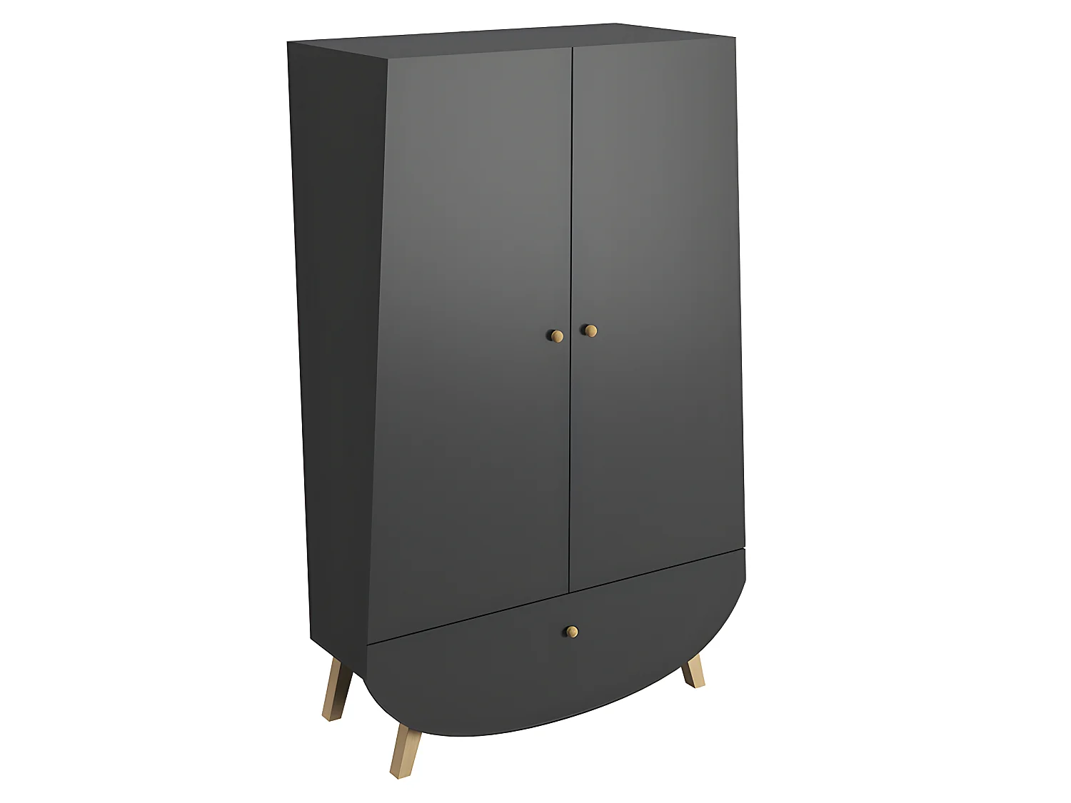 Lit bébé et armoire Cocon Gris anthracite et bois