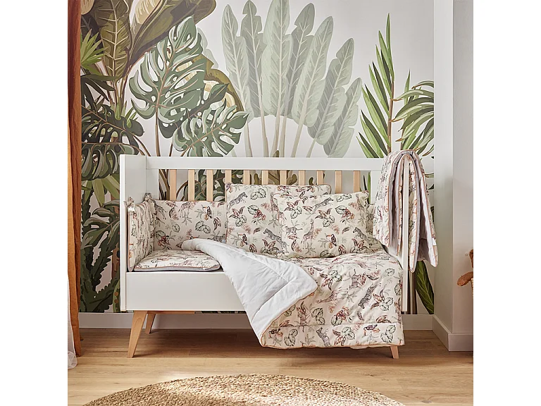 Lit évolutif 60x120 et commode 3 tiroirs Swing - Blanc et bois