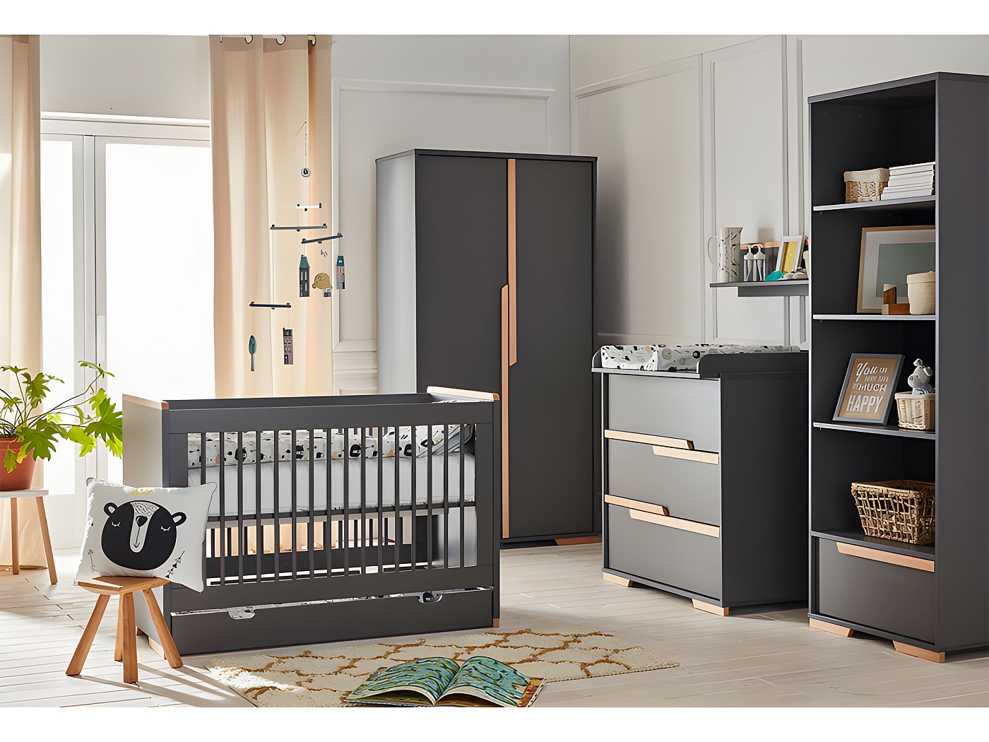 Chambre complète lit bébé évolutif - commode à langer - armoire Snap ...