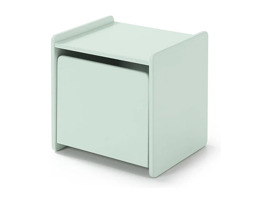 Pack - Lit Enfant, Chevet & Coffre "Kiddy" 90x200cm Vert Menthe