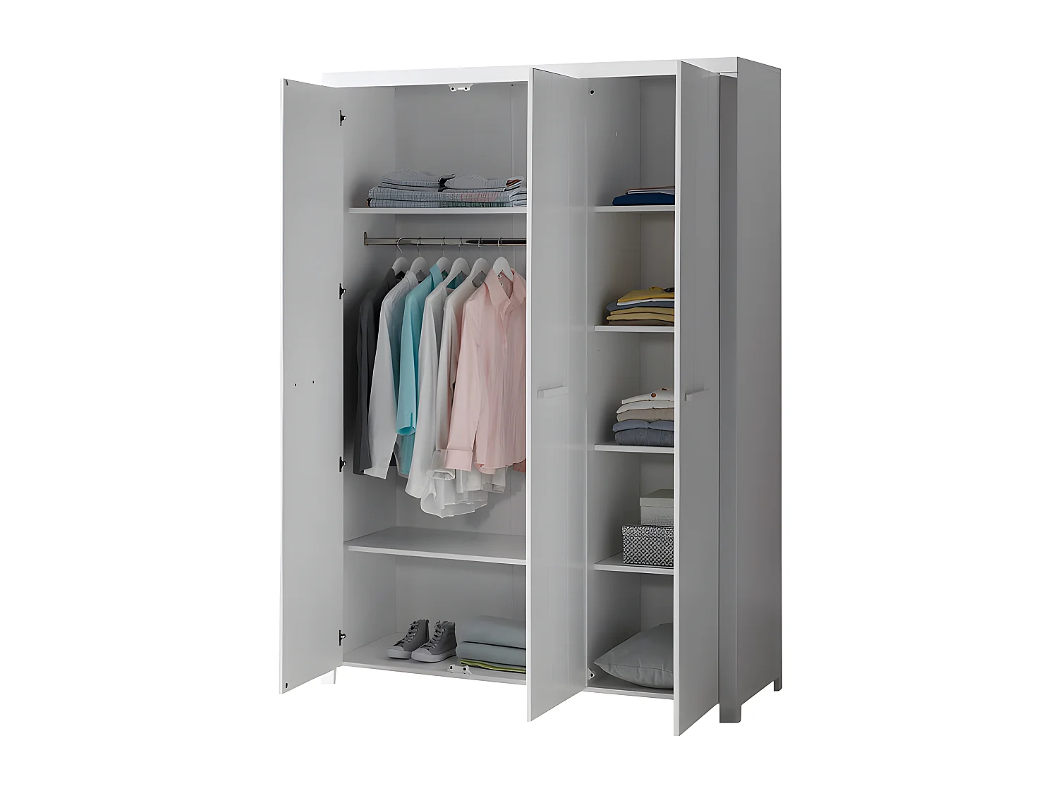 Pack - Lit Bébé 60x120cm, Commode & Armoire "Erik" Blanc