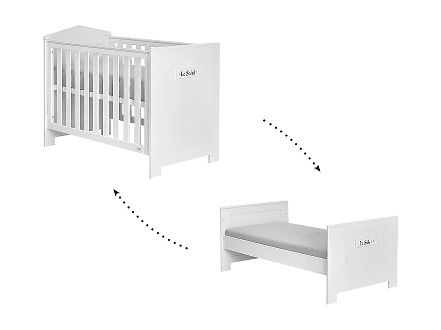 Lit bébé évolutif et Armoire Marsylia MDF Blanc