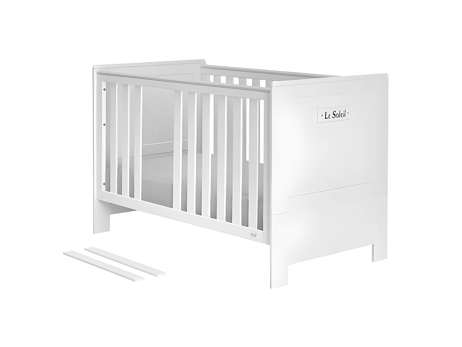 Chambre complète lit bébé évolutif - commode à langer - armoire Marsylia MDF Blanc