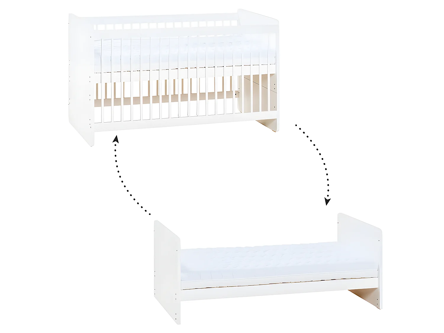 Chambre complète lit bébé évolutif commode à langer et armoire 1 porte Maxim Blanc