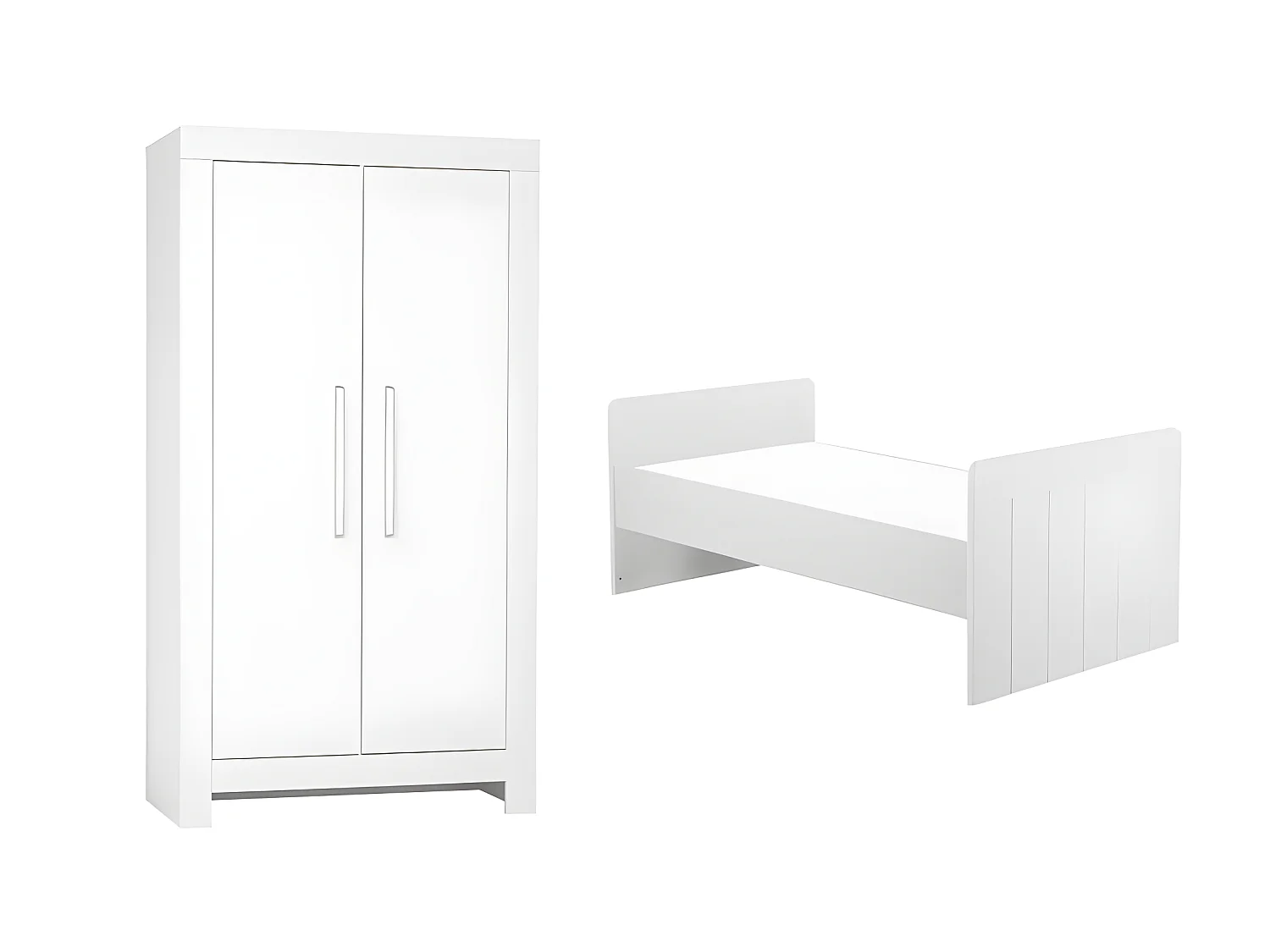 Lit bébé évolutif et Armoire Calmo Blanc
