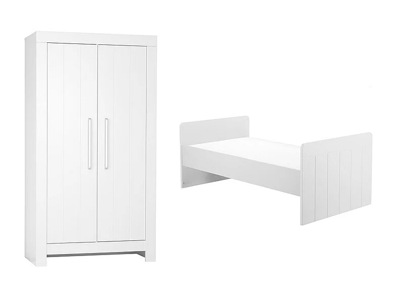 Lit bébé évolutif et Armoire Calmo Blanc