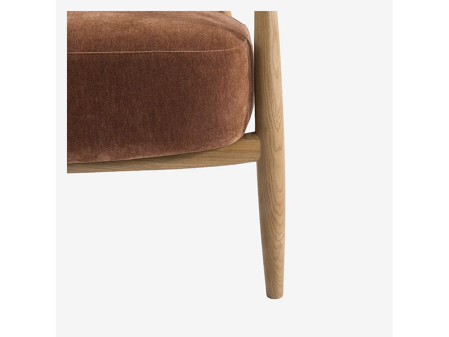 Habitat - Fauteuil en tissu et bois massif - Marron cuivré - Velika