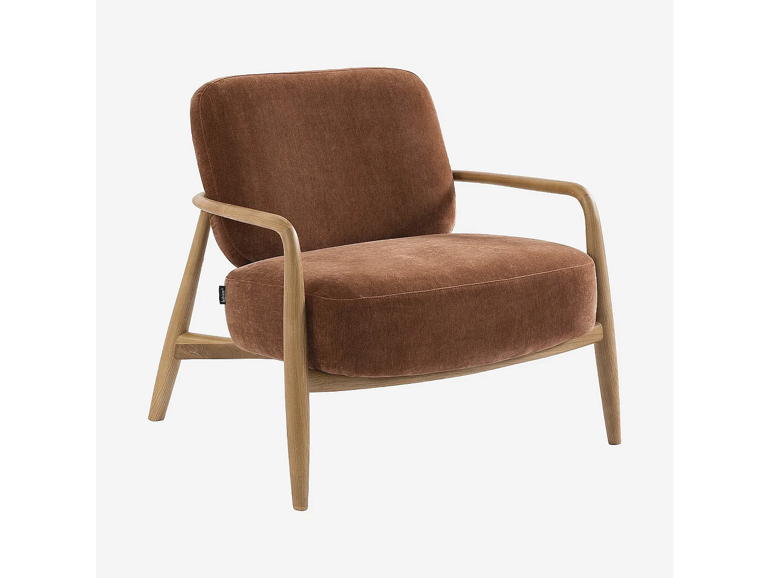 Habitat - Fauteuil en tissu et bois massif - Marron cuivré - Velika