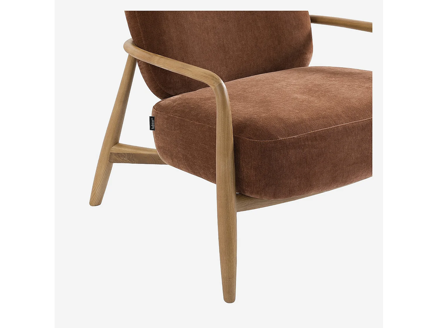 Habitat - Fauteuil en tissu et bois massif - Marron cuivré - Velika