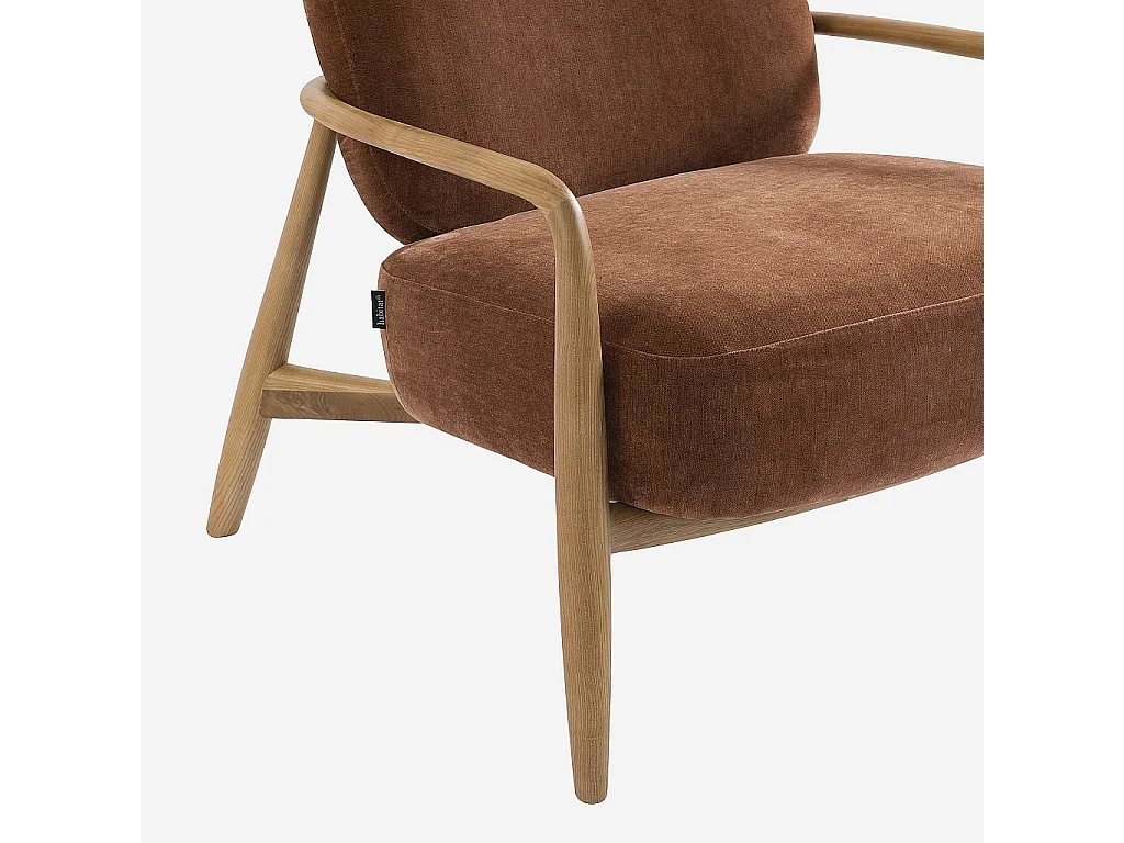 Habitat - Fauteuil en tissu et bois massif - Marron cuivré - Velika