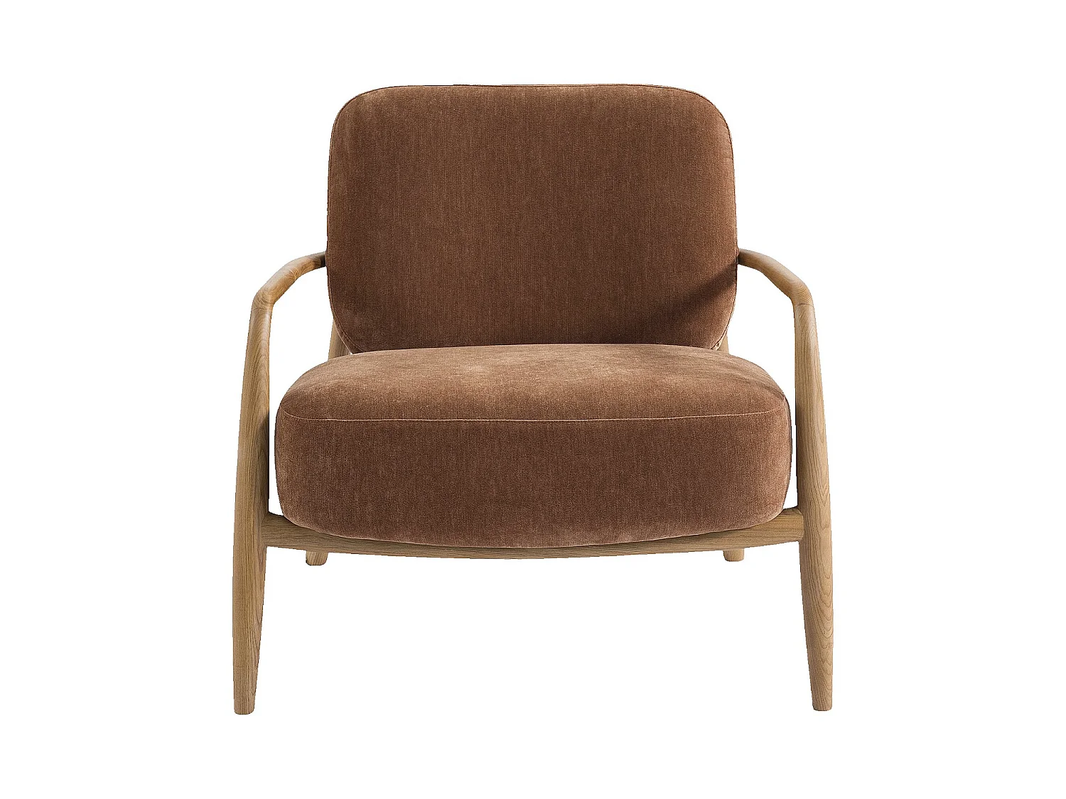 Habitat - Fauteuil en tissu et bois massif - Marron cuivré - Velika