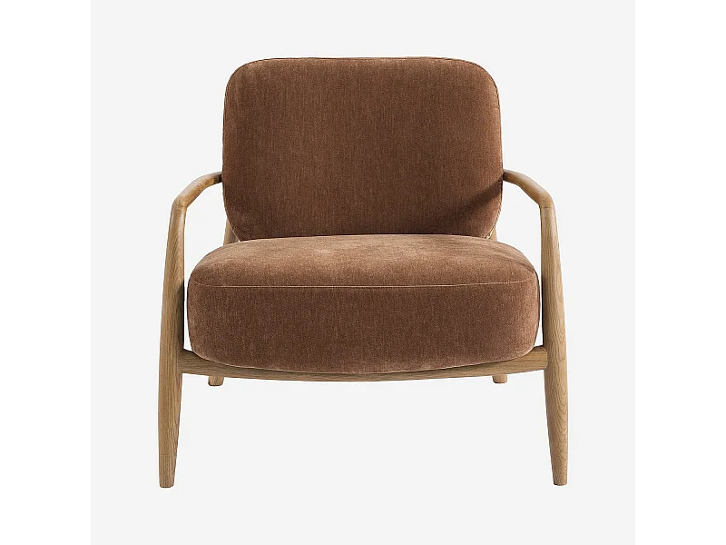 Habitat - Fauteuil en tissu et bois massif - Marron cuivré - Velika