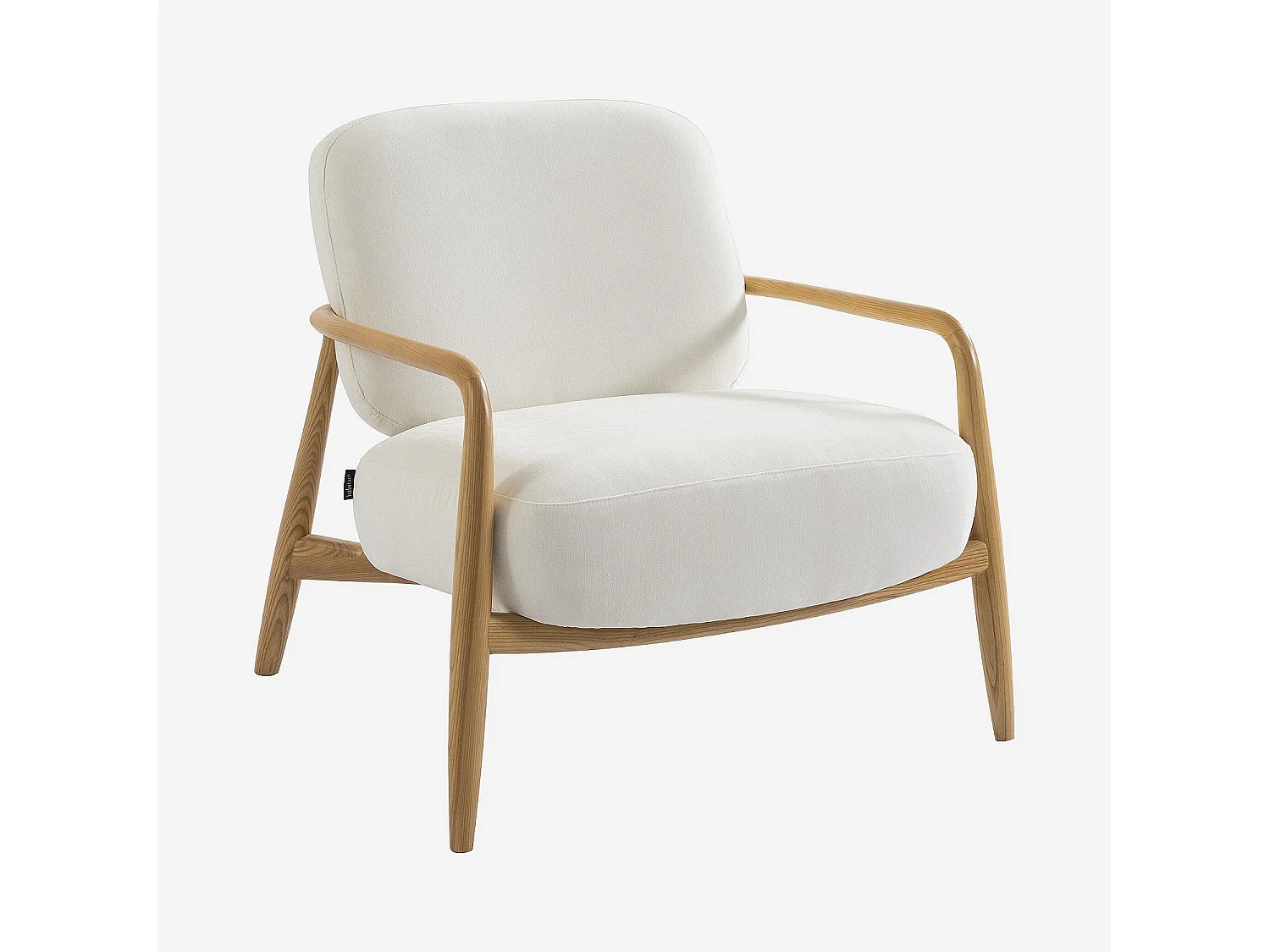 Habitat - Fauteuil en tissu et bois massif - Écru - Velika