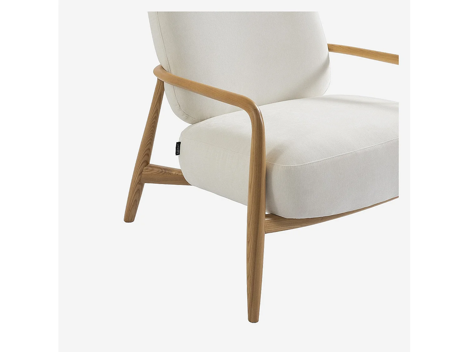 Habitat - Fauteuil en tissu et bois massif - Écru - Velika