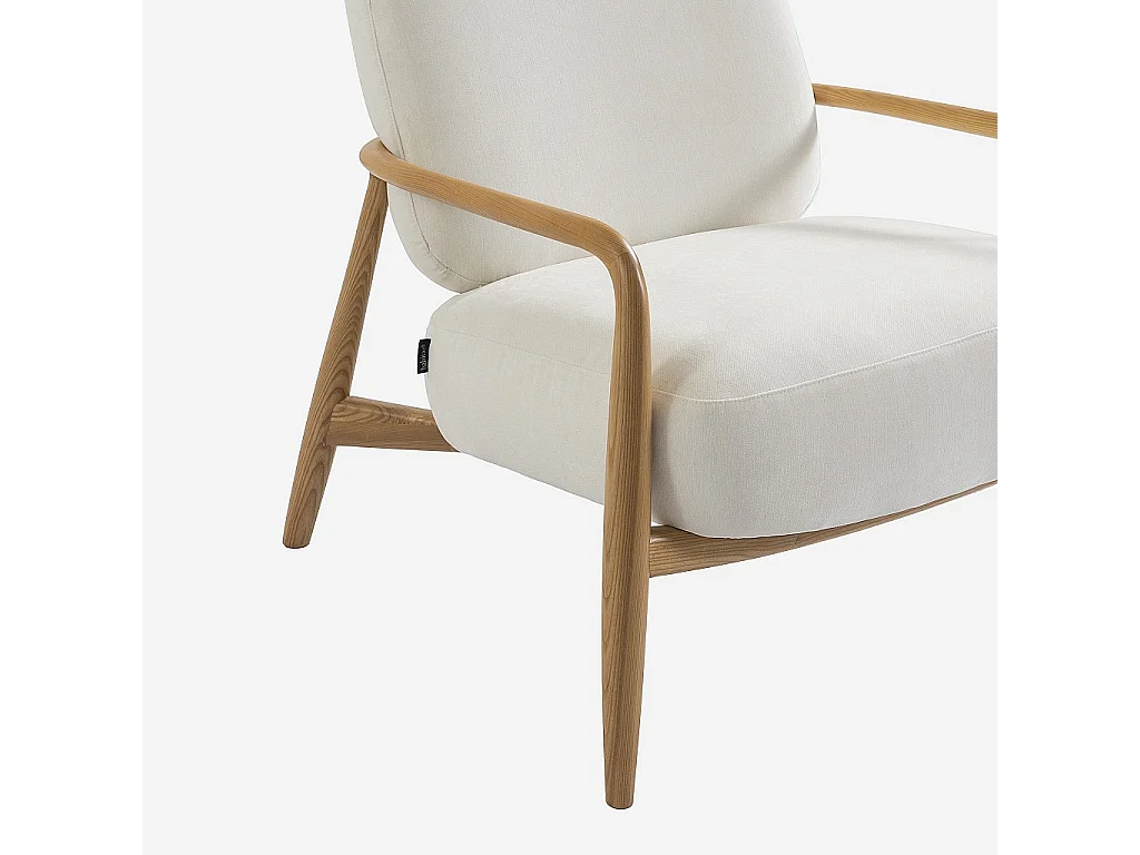 Habitat - Fauteuil en tissu et bois massif - Écru - Velika