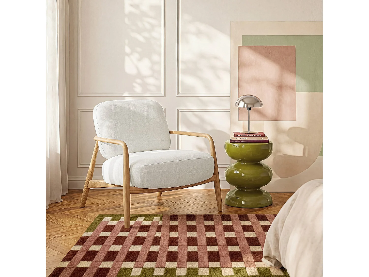 Habitat - Fauteuil en tissu et bois massif - Écru - Velika