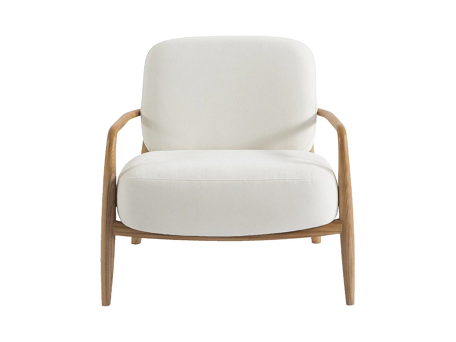 Habitat - Fauteuil en tissu et bois massif - Écru - Velika
