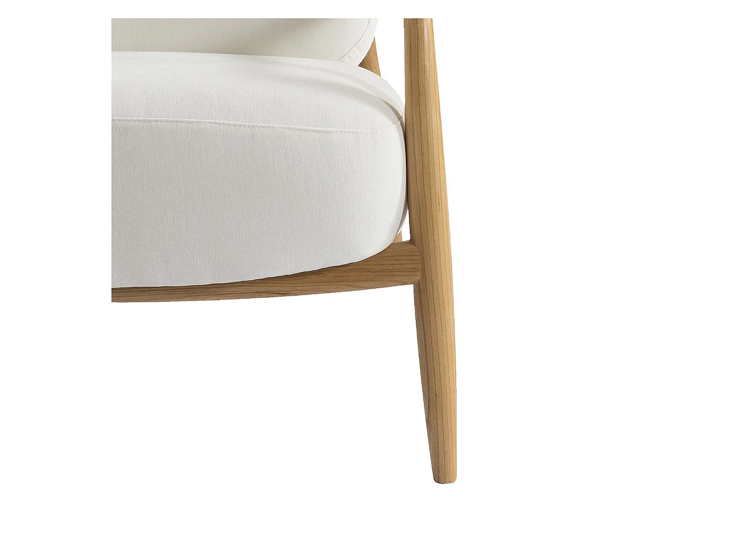Habitat - Fauteuil en tissu et bois massif - Écru - Velika