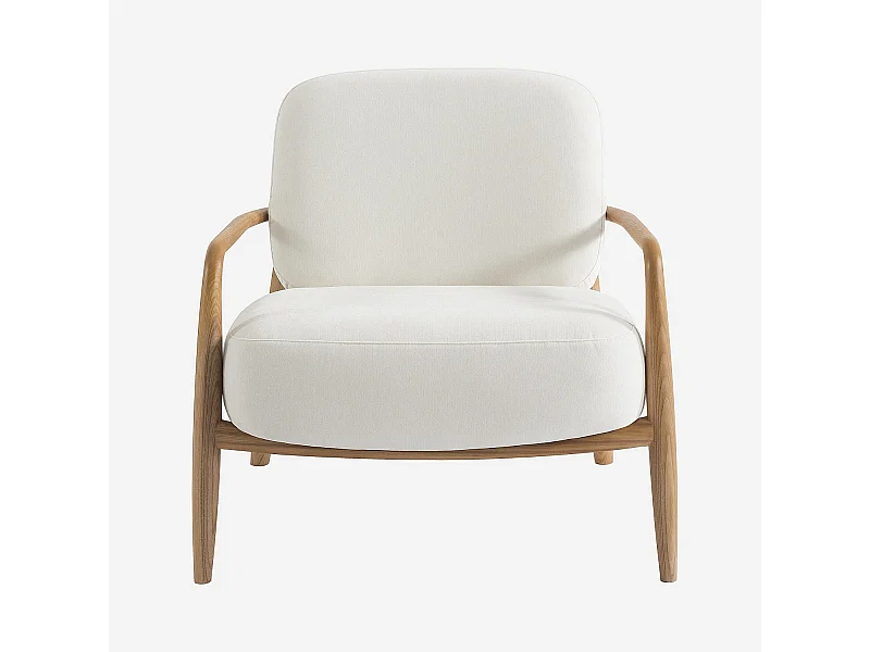 Habitat - Fauteuil en tissu et bois massif - Écru - Velika