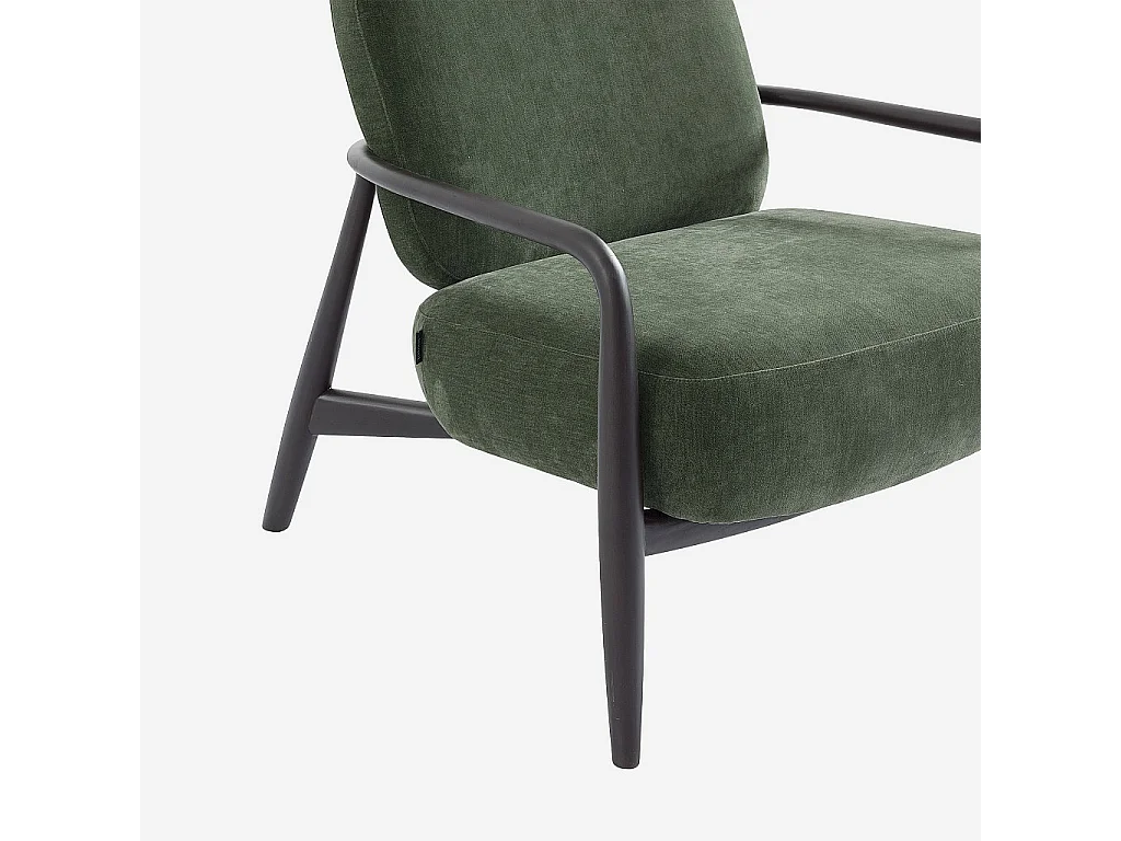 Habitat - Fauteuil en tissu et bois massif - Vert kaki - Velika