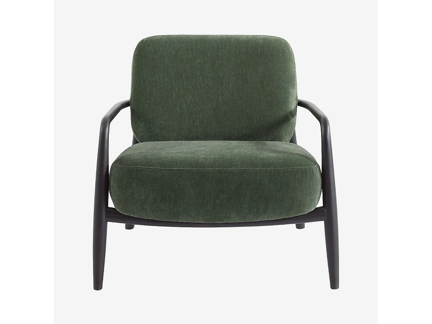 Habitat - Fauteuil en tissu et bois massif noir - Vert kaki - Velika