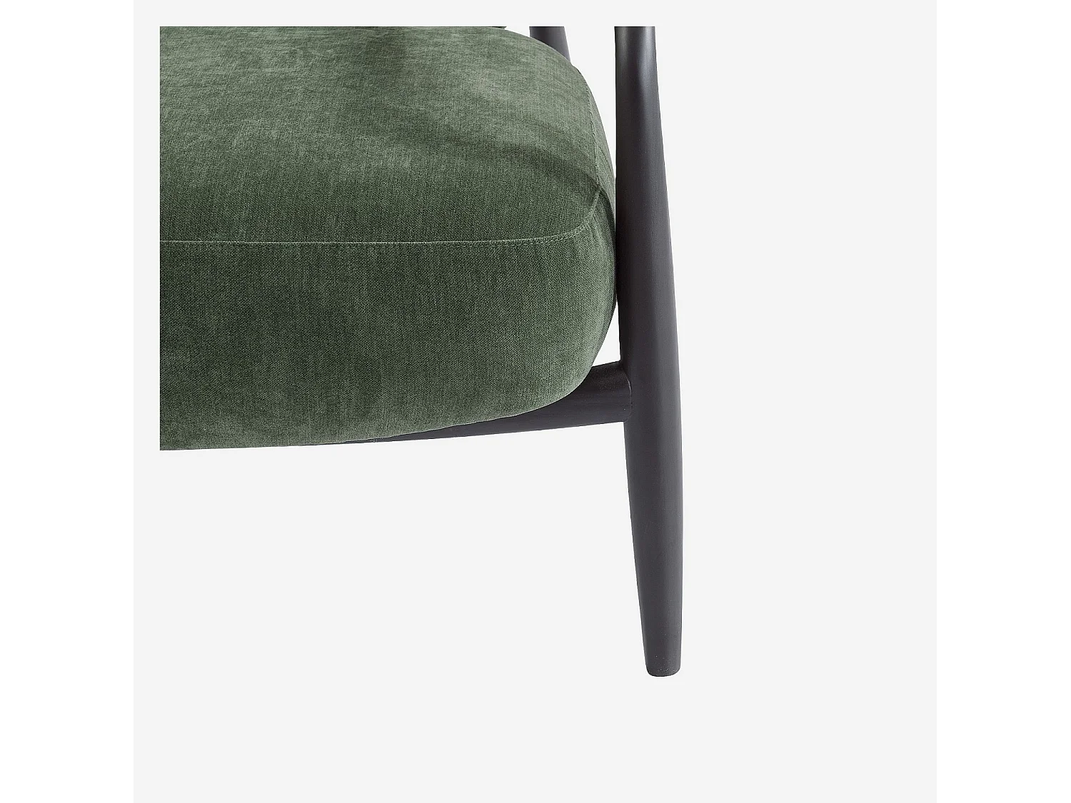 Habitat - Fauteuil en tissu et bois massif noir - Vert kaki - Velika